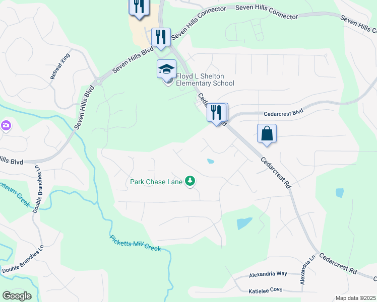 map of restaurants, bars, coffee shops, grocery stores, and more near 40 Boulder Court in Dallas