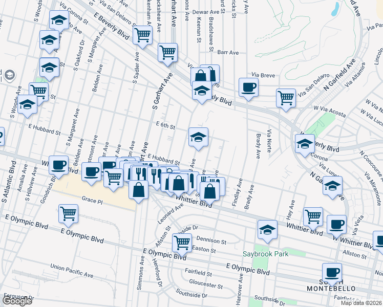 map of restaurants, bars, coffee shops, grocery stores, and more near 649 Leonard Avenue in Los Angeles