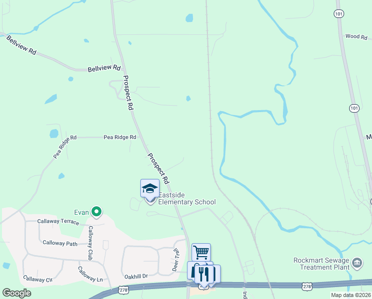 map of restaurants, bars, coffee shops, grocery stores, and more near 506 Prospect Road in Rockmart