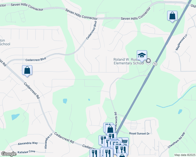 map of restaurants, bars, coffee shops, grocery stores, and more near 687 Belmont Lane in Dallas