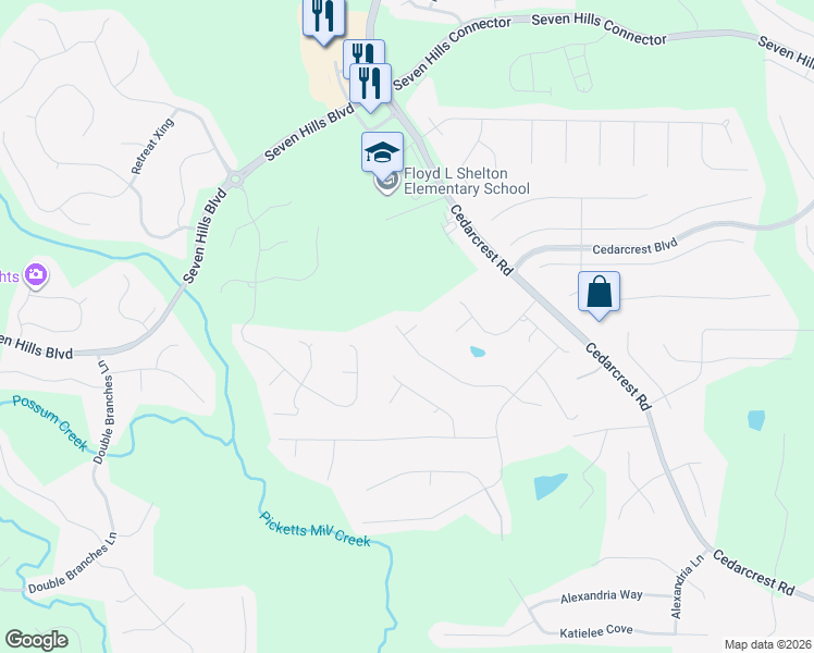 map of restaurants, bars, coffee shops, grocery stores, and more near 261 Longwood Crossing in Dallas