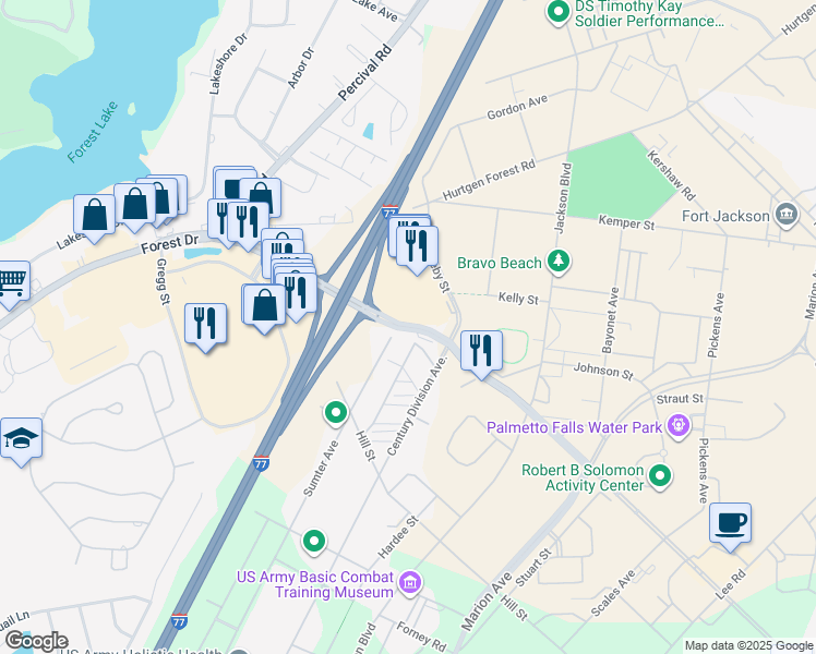 map of restaurants, bars, coffee shops, grocery stores, and more near 4392 Magruder Avenue in Columbia