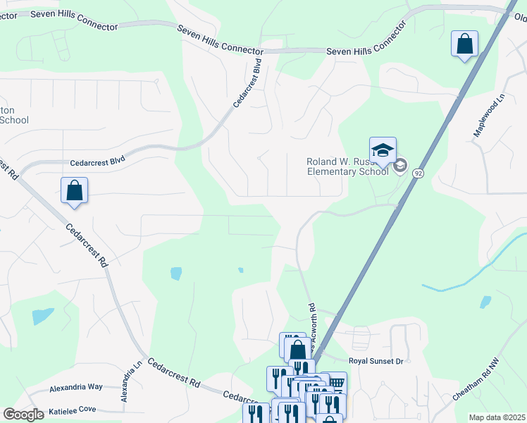 map of restaurants, bars, coffee shops, grocery stores, and more near 665 Belmont Lane in Dallas