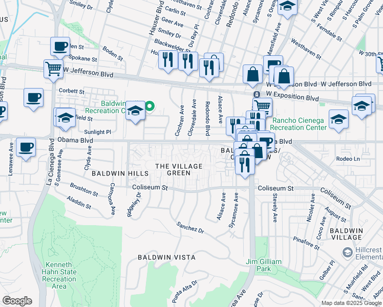 map of restaurants, bars, coffee shops, grocery stores, and more near in Los Angeles