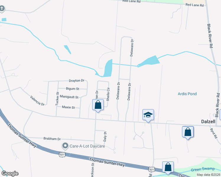 map of restaurants, bars, coffee shops, grocery stores, and more near 3435 Sheila Circle in Dalzell