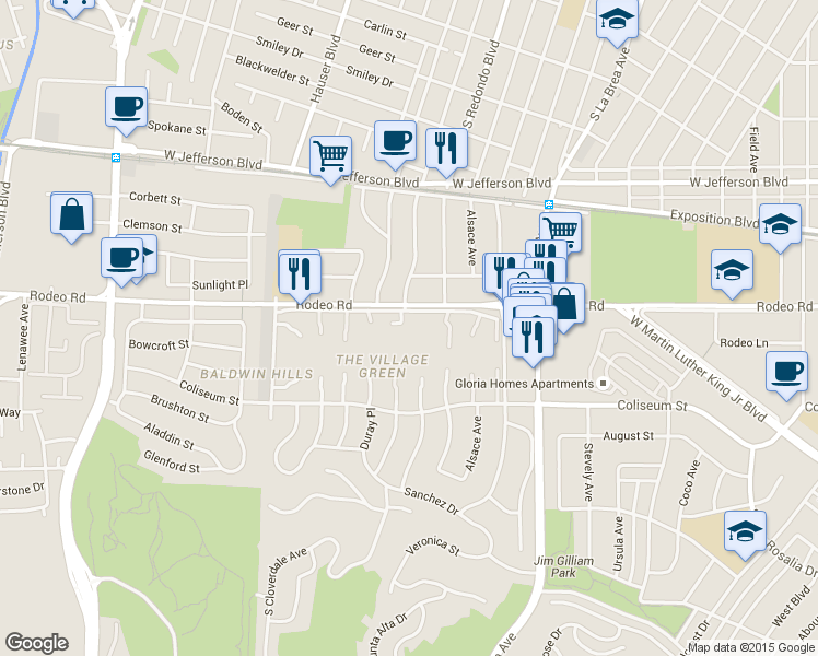 map of restaurants, bars, coffee shops, grocery stores, and more near in Los Angeles