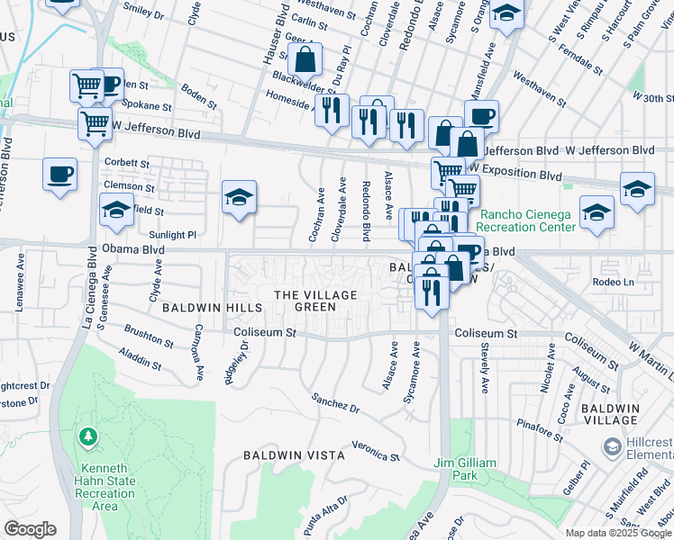 map of restaurants, bars, coffee shops, grocery stores, and more near in Los Angeles