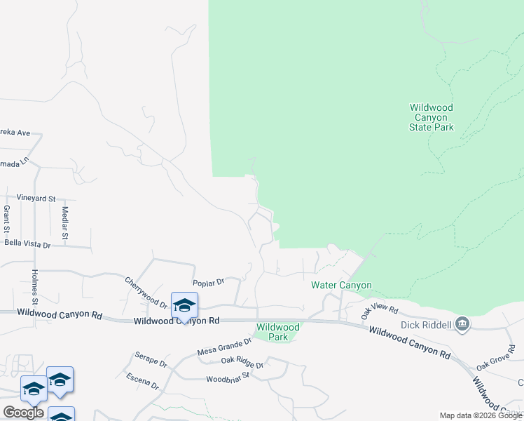 map of restaurants, bars, coffee shops, grocery stores, and more near 36442 Wildwood Canyon Road in Yucaipa