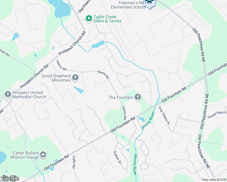 map of restaurants, bars, coffee shops, grocery stores, and more near 1328 Harris Road in Lawrenceville