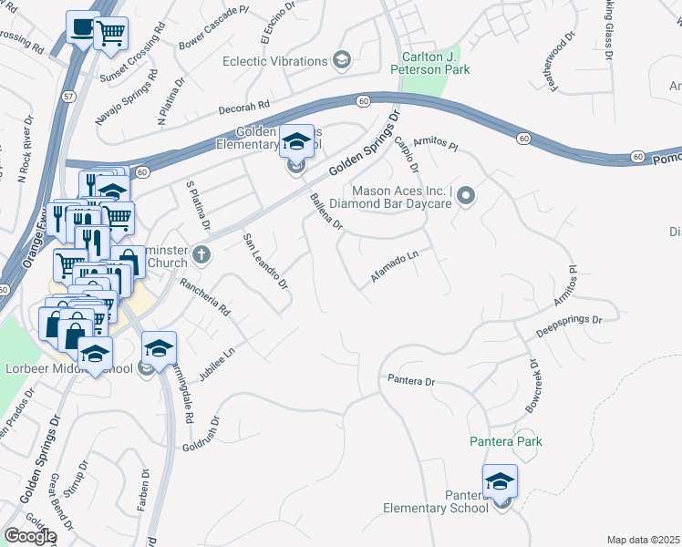 map of restaurants, bars, coffee shops, grocery stores, and more near 465 Bregante Drive in Diamond Bar