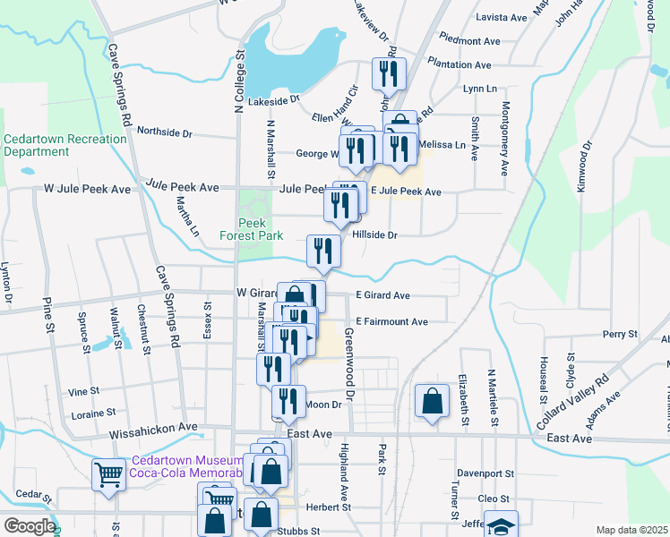 map of restaurants, bars, coffee shops, grocery stores, and more near 522 North Main Street in Cedartown