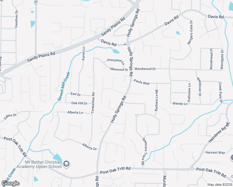 map of restaurants, bars, coffee shops, grocery stores, and more near 2841 Howard Drive in Marietta