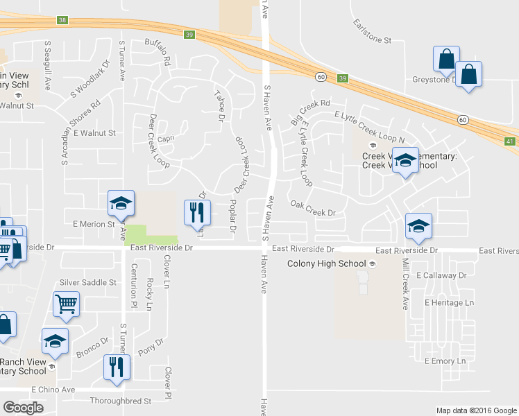 map of restaurants, bars, coffee shops, grocery stores, and more near 3413 Morningwood Court in Ontario