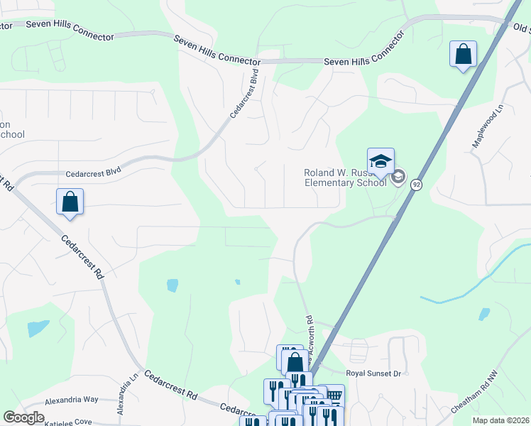 map of restaurants, bars, coffee shops, grocery stores, and more near 81 Laurelcrest Lane in Dallas