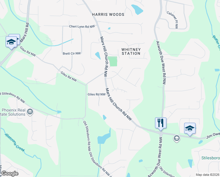 map of restaurants, bars, coffee shops, grocery stores, and more near 2946 Balvenie Place in Acworth