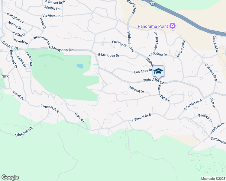 map of restaurants, bars, coffee shops, grocery stores, and more near 1915 Country Club Drive in Redlands