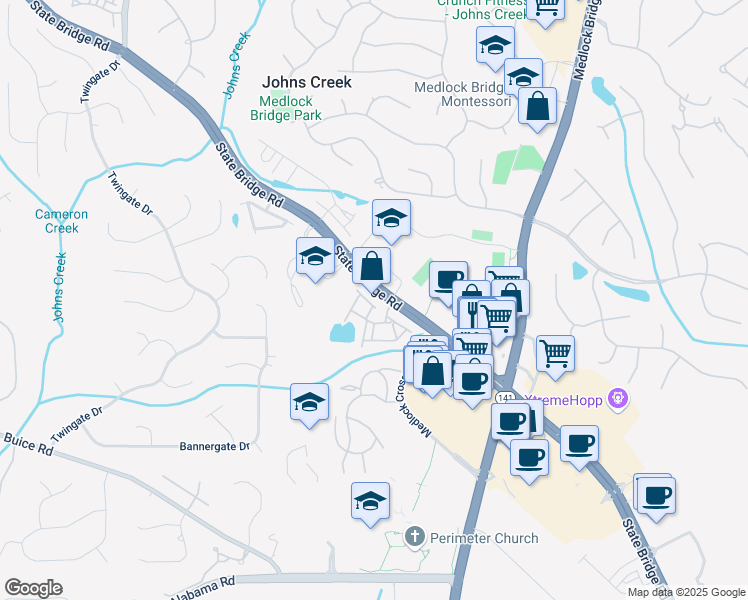 map of restaurants, bars, coffee shops, grocery stores, and more near 5620 Moresby Court in Alpharetta
