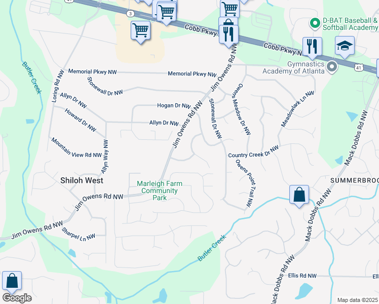 map of restaurants, bars, coffee shops, grocery stores, and more near 2759 Shetland Lane Northwest in Kennesaw