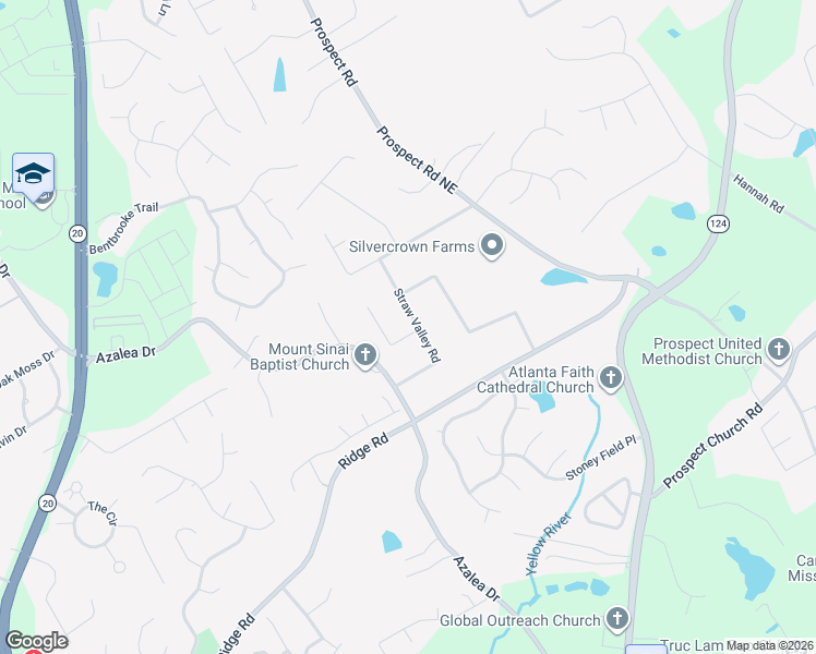 map of restaurants, bars, coffee shops, grocery stores, and more near 1746 Straw Valley Road in Lawrenceville