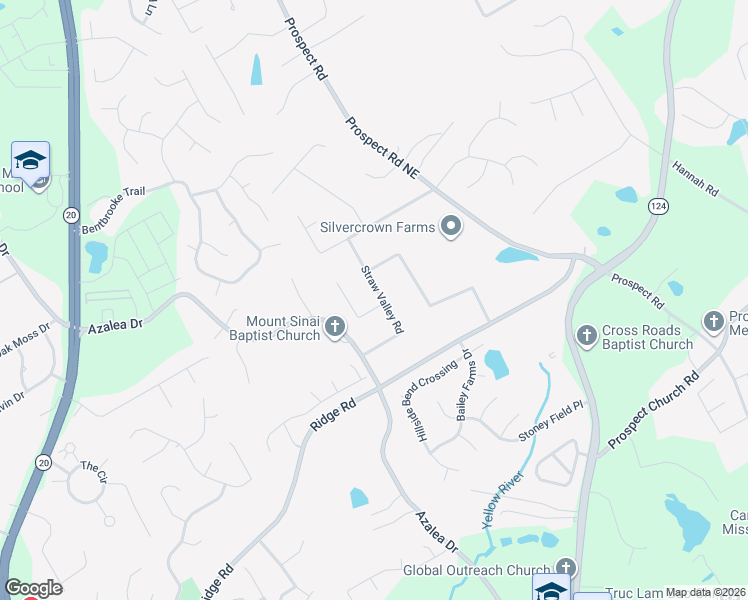 map of restaurants, bars, coffee shops, grocery stores, and more near 1746 Straw Valley Road in Lawrenceville
