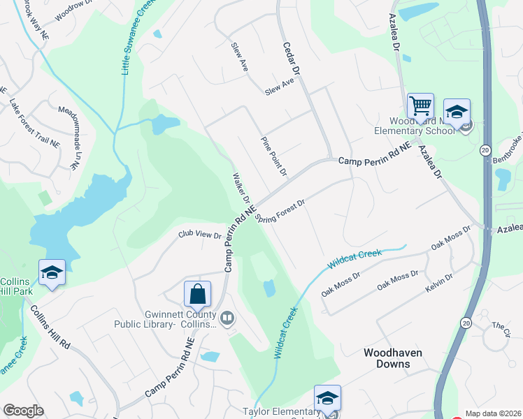 map of restaurants, bars, coffee shops, grocery stores, and more near 610 Spring Forest Drive in Lawrenceville