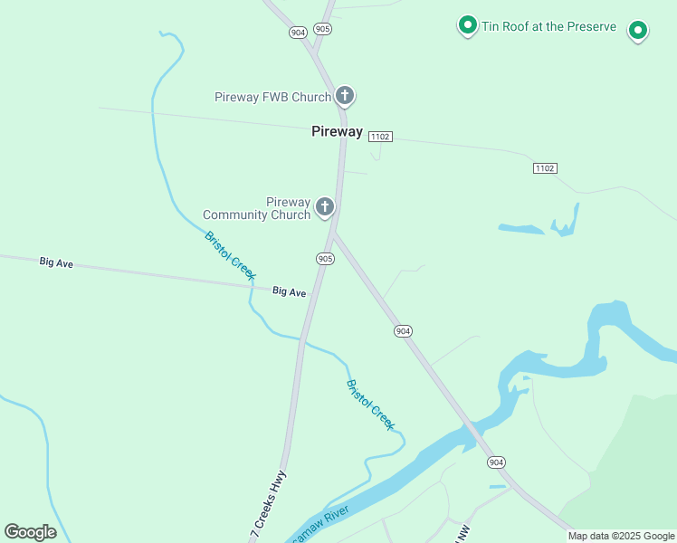map of restaurants, bars, coffee shops, grocery stores, and more near 16447 7 Creeks Highway in Tabor City