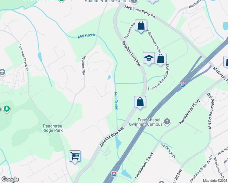 map of restaurants, bars, coffee shops, grocery stores, and more near 910 Woodward Park Drive in Suwanee