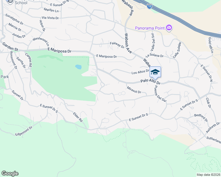 map of restaurants, bars, coffee shops, grocery stores, and more near 1915 Country Club Drive in Redlands