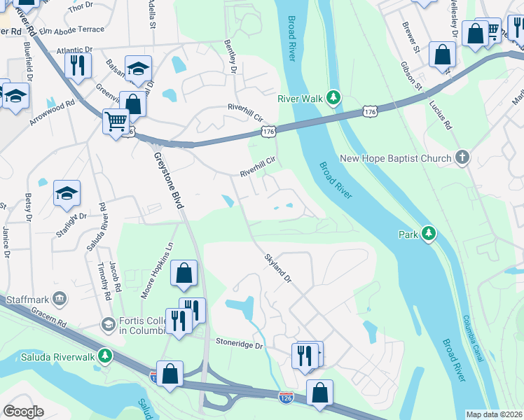map of restaurants, bars, coffee shops, grocery stores, and more near 900 River Hill Circle in Columbia