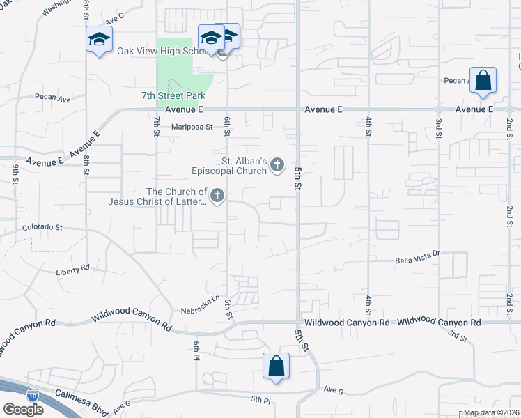 map of restaurants, bars, coffee shops, grocery stores, and more near 34169 Fairview Drive in Yucaipa