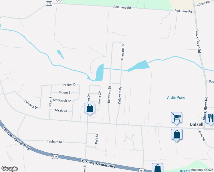 map of restaurants, bars, coffee shops, grocery stores, and more near 3915 Delaware Dr in Dalzell