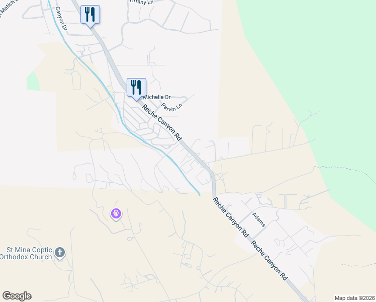 map of restaurants, bars, coffee shops, grocery stores, and more near 12739 Reche Canyon Road in Colton