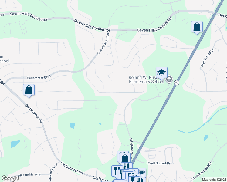 map of restaurants, bars, coffee shops, grocery stores, and more near 81 Laurelcrest Lane in Dallas