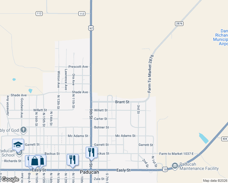 map of restaurants, bars, coffee shops, grocery stores, and more near in Paducah