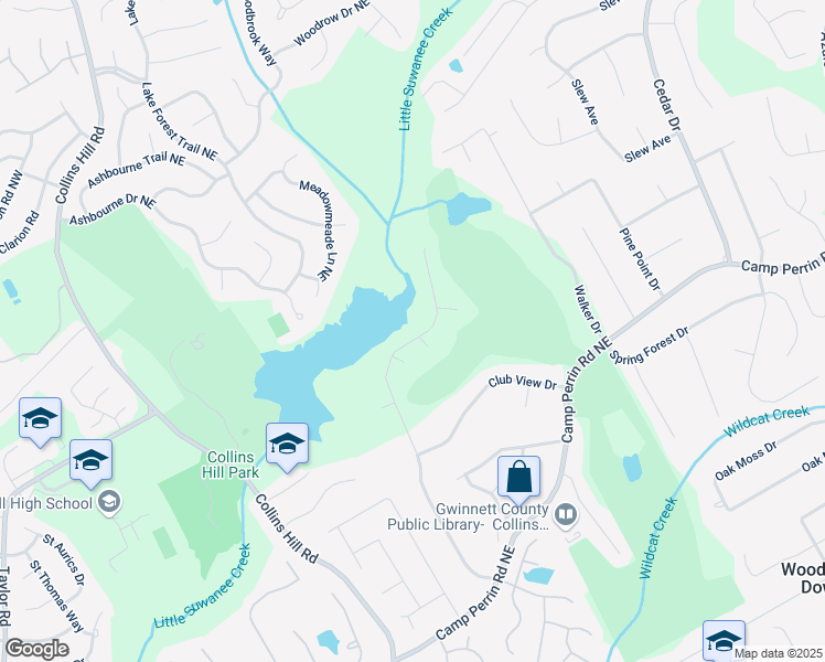 map of restaurants, bars, coffee shops, grocery stores, and more near 2276 Lake Ridge Terrace in Lawrenceville