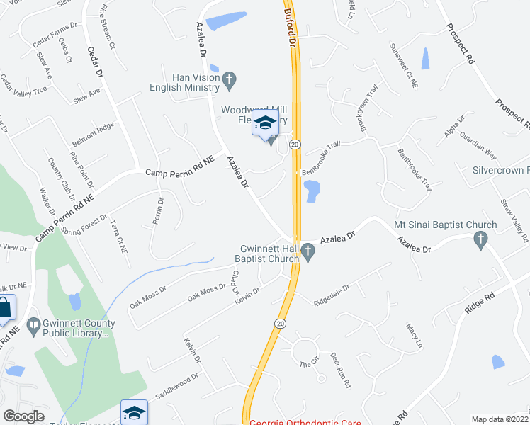 map of restaurants, bars, coffee shops, grocery stores, and more near 1952 Azalea Drive in Lawrenceville