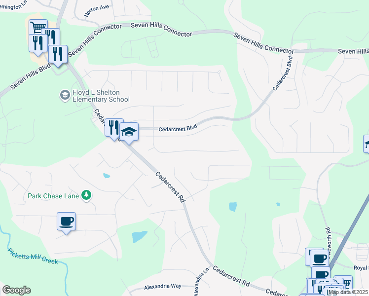 map of restaurants, bars, coffee shops, grocery stores, and more near 257 Branch Valley Drive in Dallas
