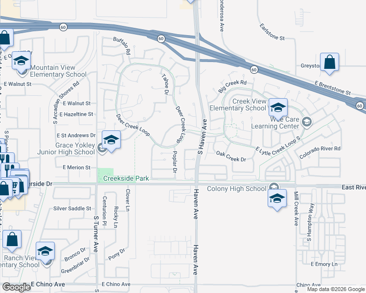 map of restaurants, bars, coffee shops, grocery stores, and more near 3403 Cedarglen Road in Ontario