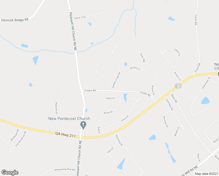 map of restaurants, bars, coffee shops, grocery stores, and more near 524 Stoney Creek Road in Winder