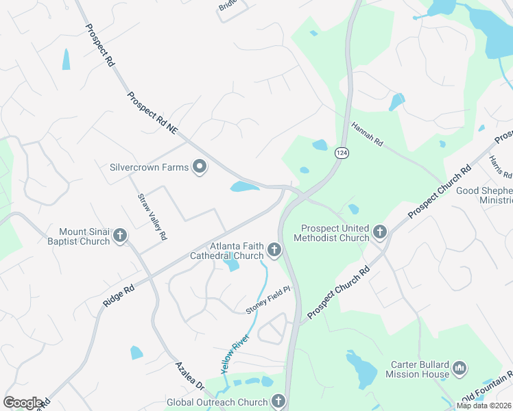 map of restaurants, bars, coffee shops, grocery stores, and more near 1430 Ridge Road in Lawrenceville