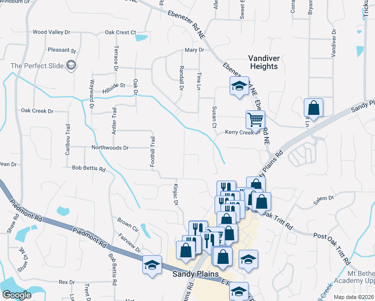 map of restaurants, bars, coffee shops, grocery stores, and more near 1835 Naz Trace Northeast in Marietta