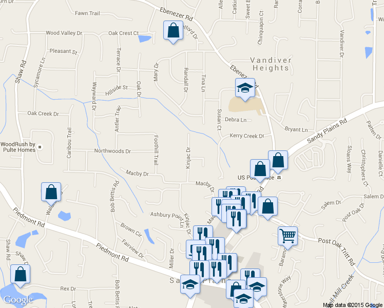 map of restaurants, bars, coffee shops, grocery stores, and more near 1835 Naz Trace Northeast in Marietta