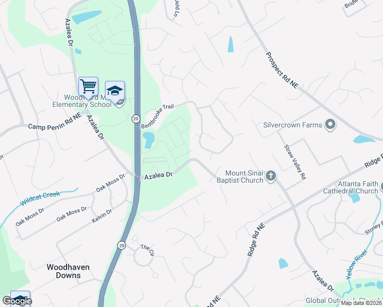 map of restaurants, bars, coffee shops, grocery stores, and more near 1836 Azalea Drive in Lawrenceville
