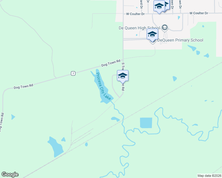 map of restaurants, bars, coffee shops, grocery stores, and more near 138 Process Heights in De Queen