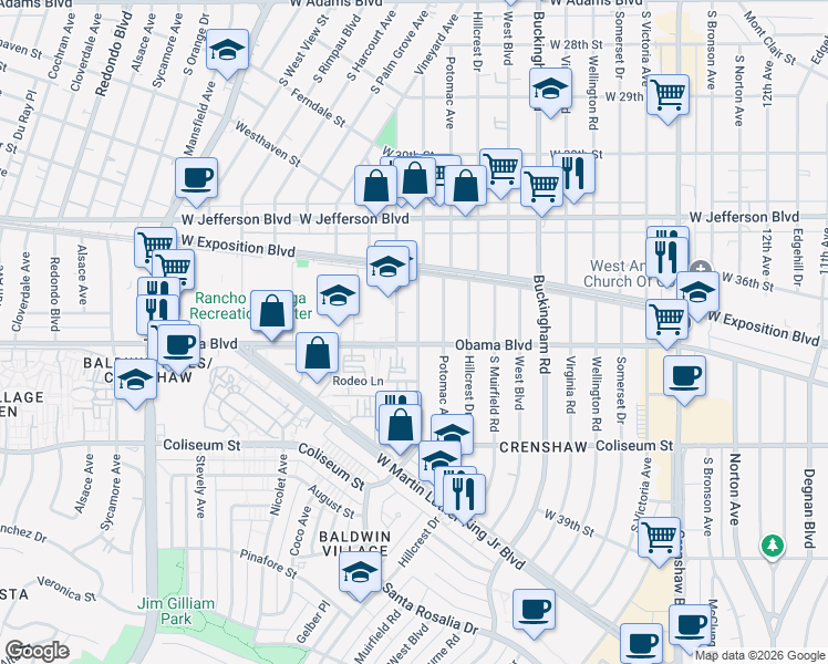 map of restaurants, bars, coffee shops, grocery stores, and more near 3567 Chesapeake Avenue in Los Angeles