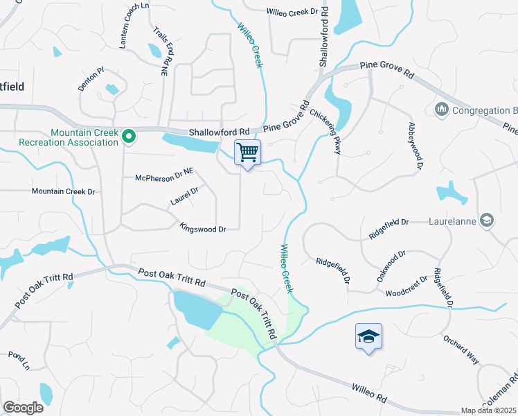 map of restaurants, bars, coffee shops, grocery stores, and more near 2868 Tynewick Drive in Roswell