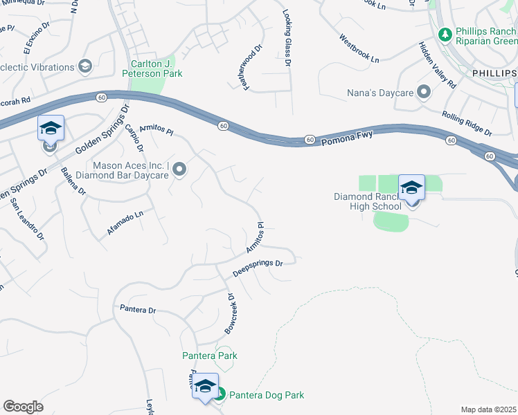 map of restaurants, bars, coffee shops, grocery stores, and more near 530 Armitos Place in Diamond Bar