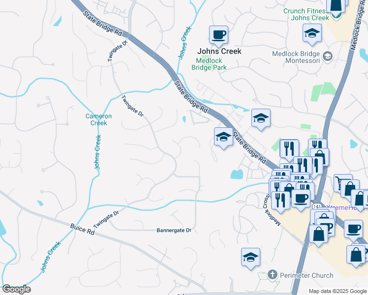 map of restaurants, bars, coffee shops, grocery stores, and more near 435 Chantenay Place in Alpharetta