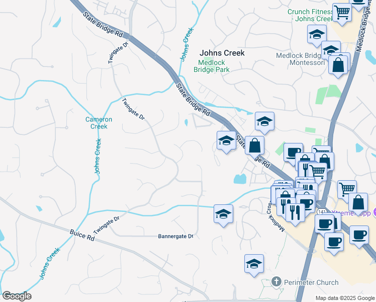map of restaurants, bars, coffee shops, grocery stores, and more near 435 Chantenay Place in Alpharetta