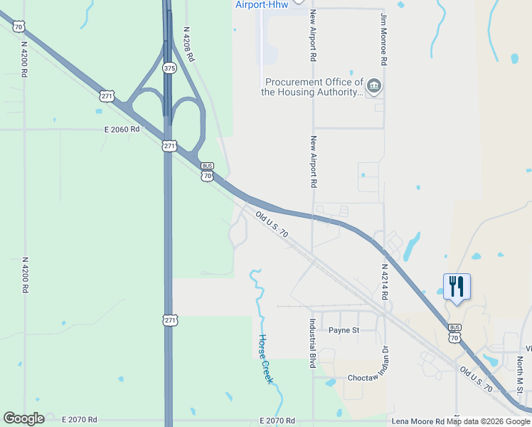 map of restaurants, bars, coffee shops, grocery stores, and more near 2804 Old U.S. 70 in Hugo